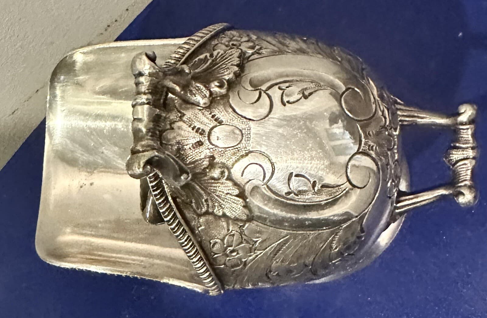 Vintage Sugar Scuttle Dish Silver Plate Floral Made in England EP RM 4