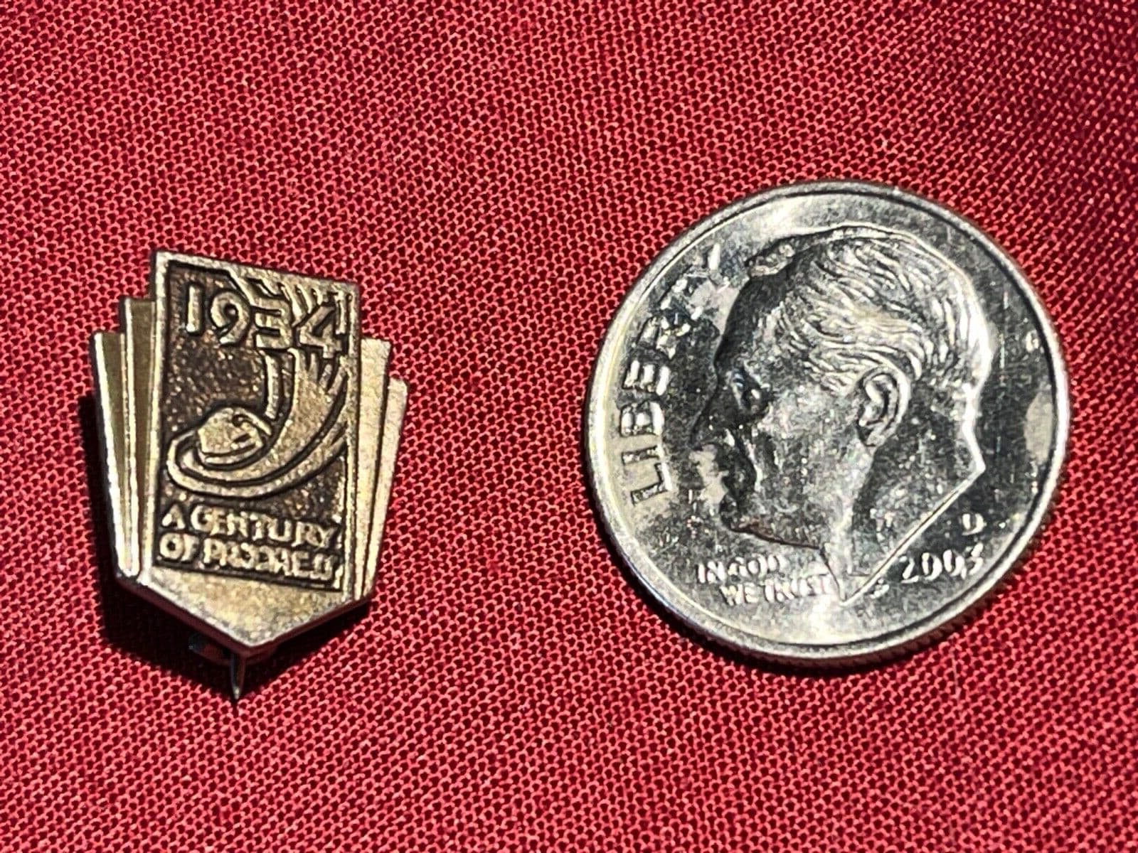 1934 Chicago "A Century of Progress" Hat Pin / Lapel Pin / Vest Pin, VGC 2