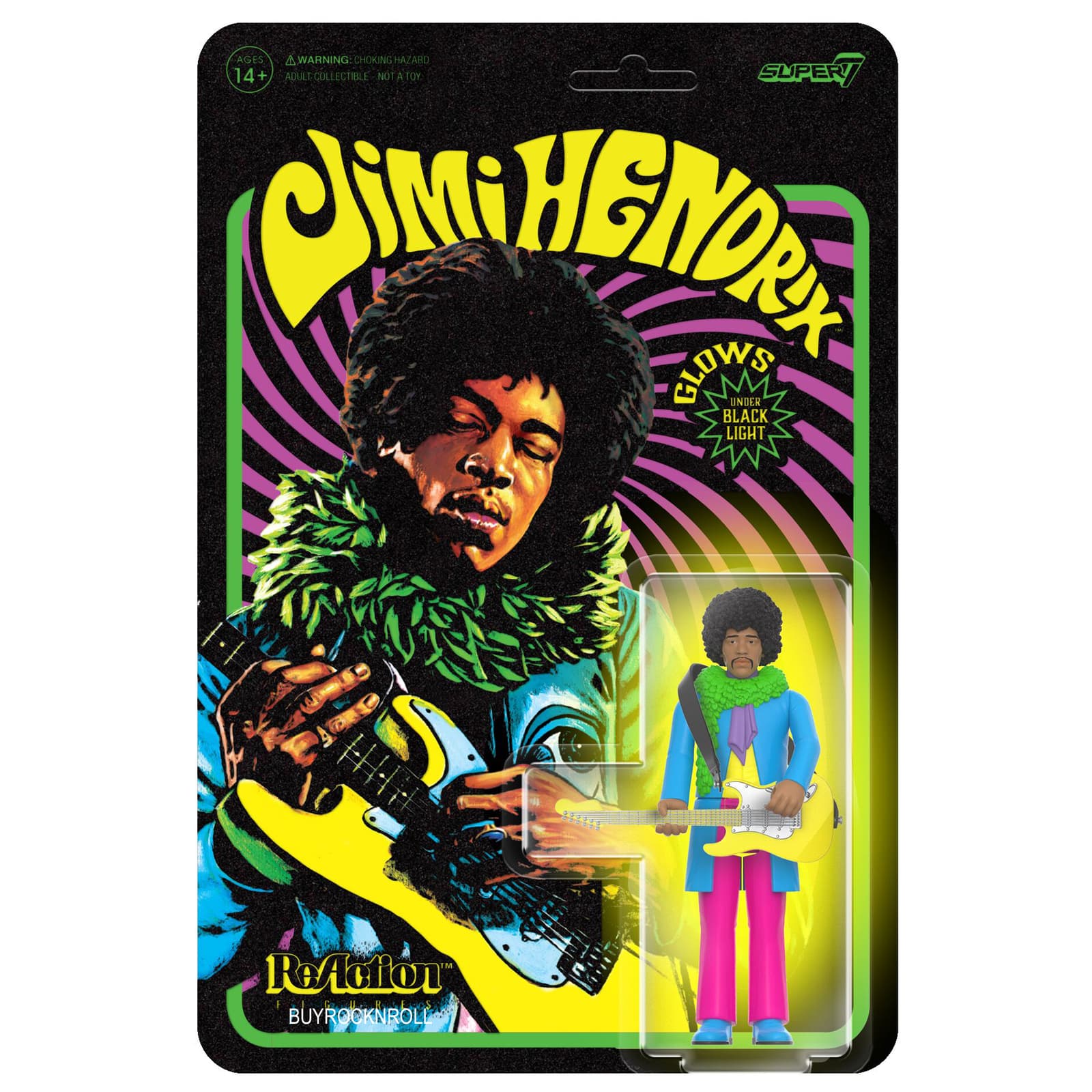 Jimi Hendrix 2023 Handpick Super7 Reaction Blacklight Are You Experienced Figure 3