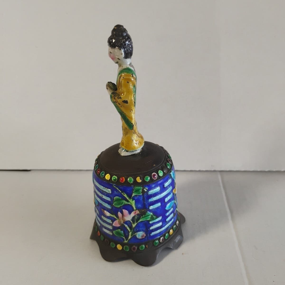 Antique Qing Chinese Enamel Bell ~ Taoist Immortal Figure B11 7 4