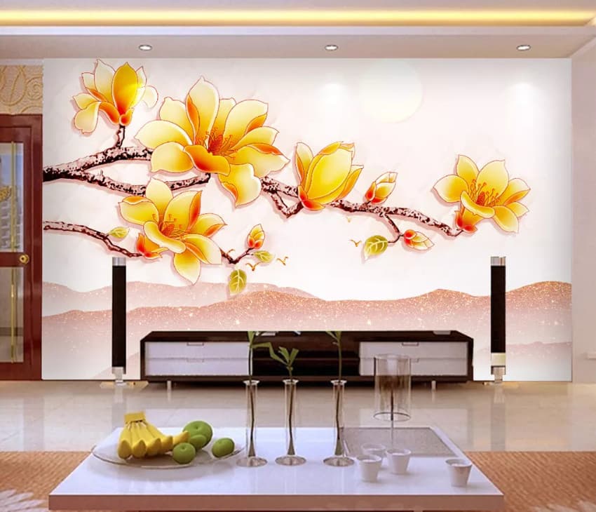 3D Flower Branch G15127 Wallpaper Wall Murals Removable Self-adhesive Honey