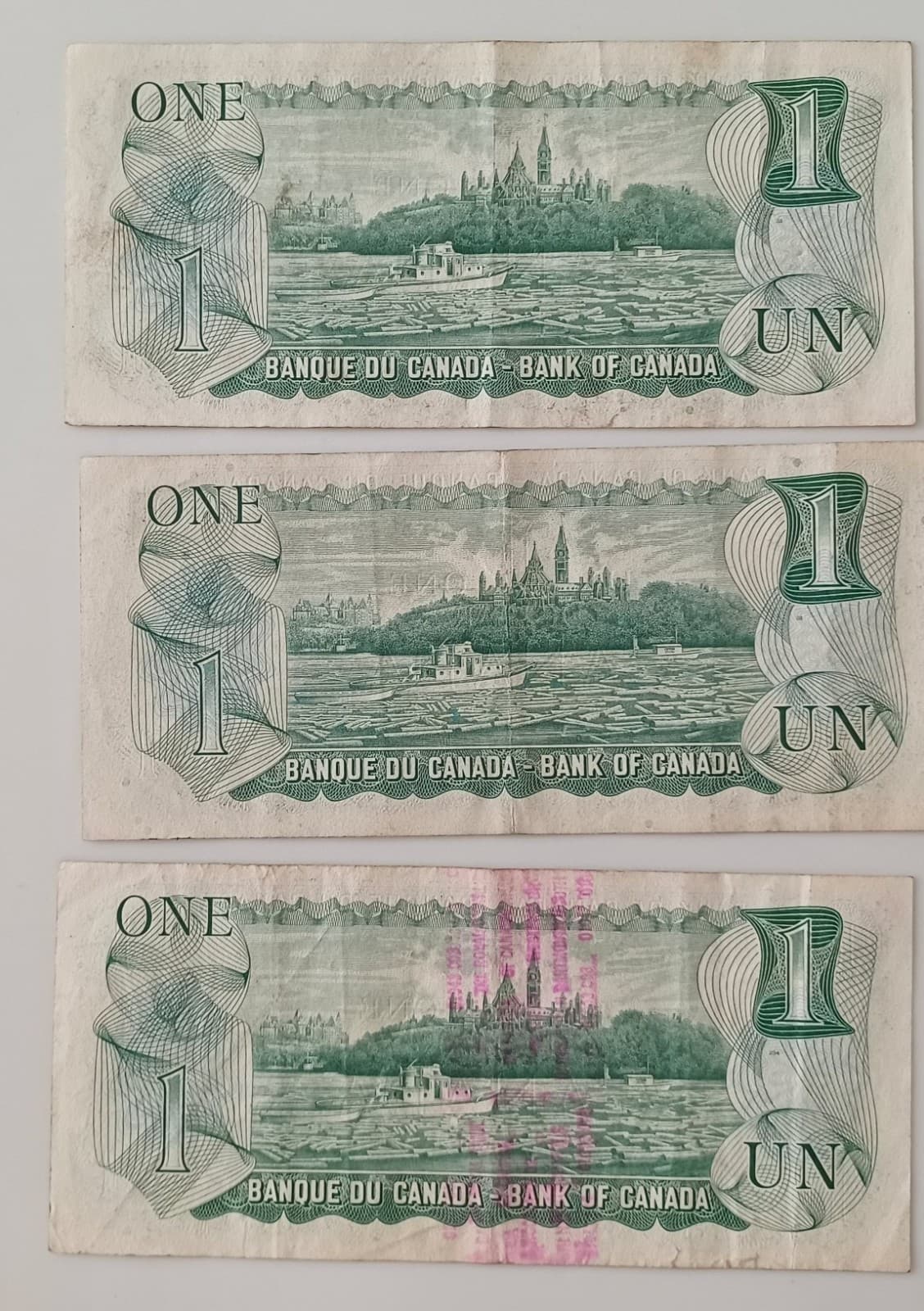 Canada 22 Lot 1973 One Dollar Bill 1968 Silver 25 Cent + 10 Cents.  1916 Cent 3