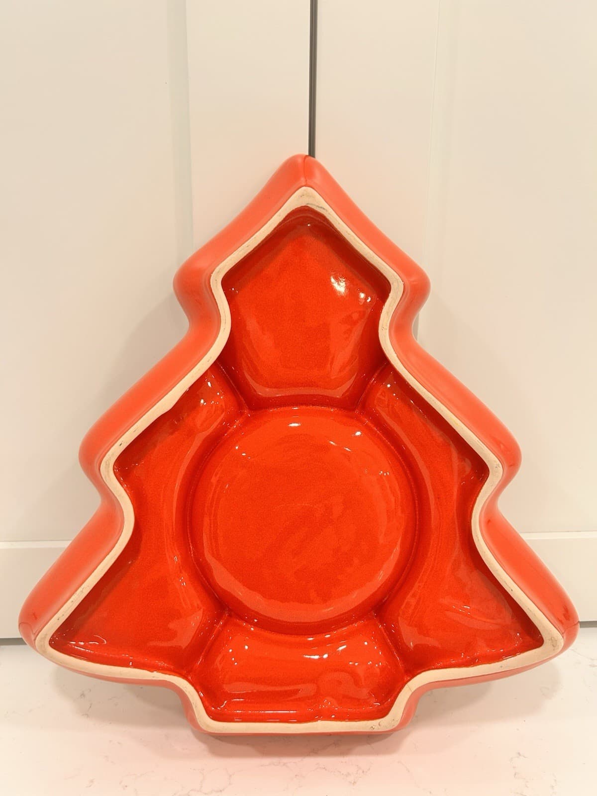 VTG Waechtersbach Red Christmas Tree  Divided Serving Dish Relish Tray 12 “ EVC 2