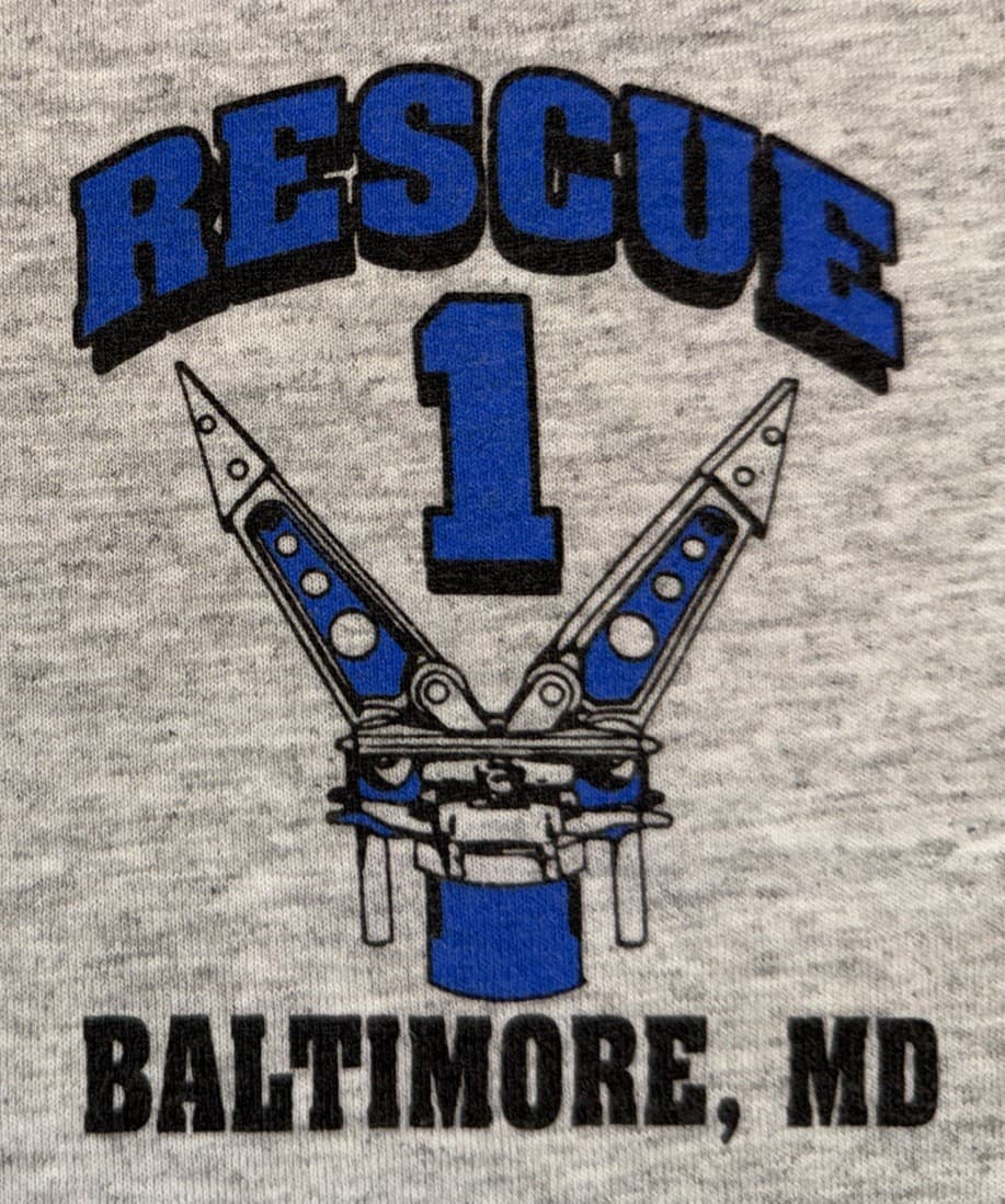 Baltimore Fire Department Maryland MD T-shirt Sz M Bravest Rescue 1 2