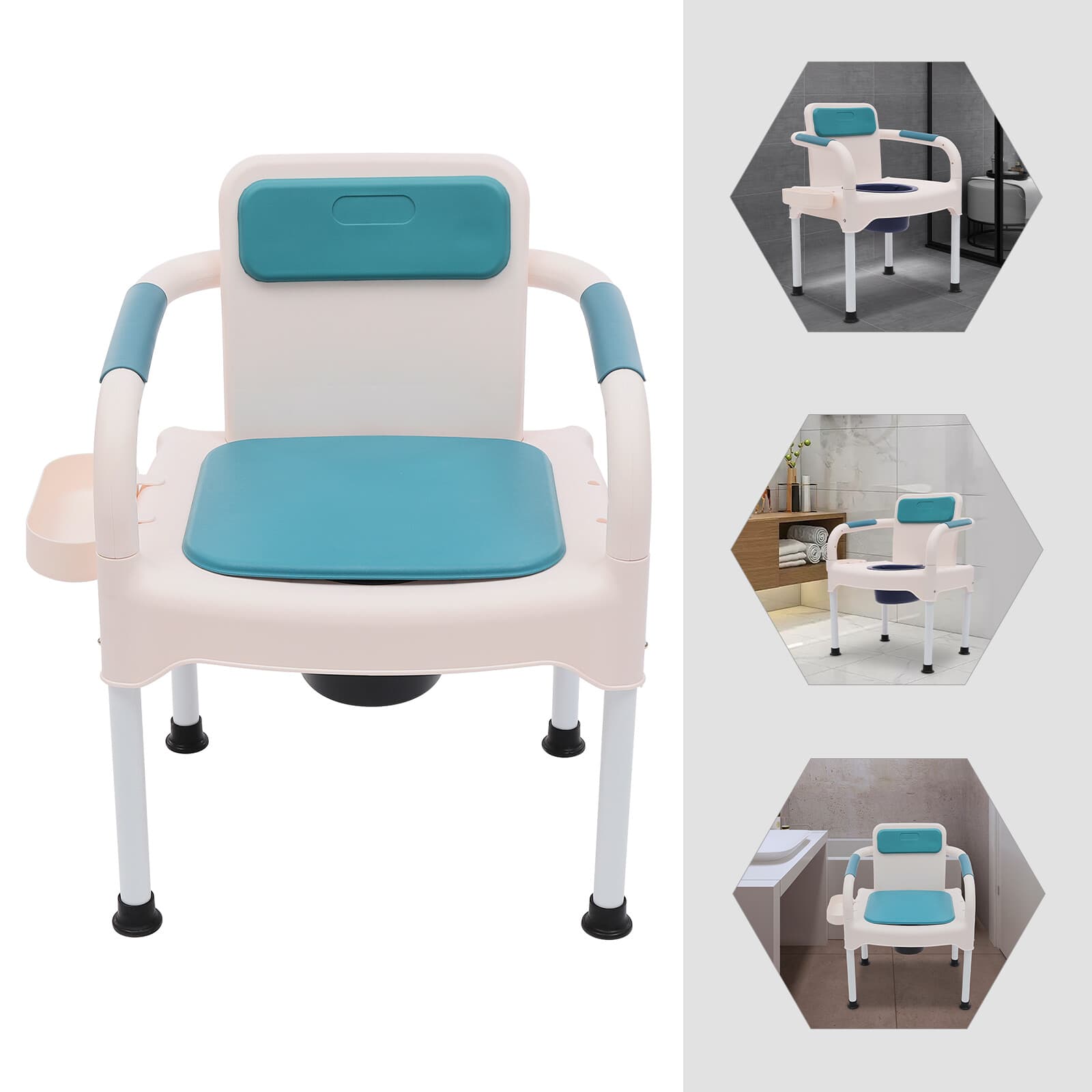 Bedside Commodes Chair Toilet Chair Commode Toilet W/Armrests Home