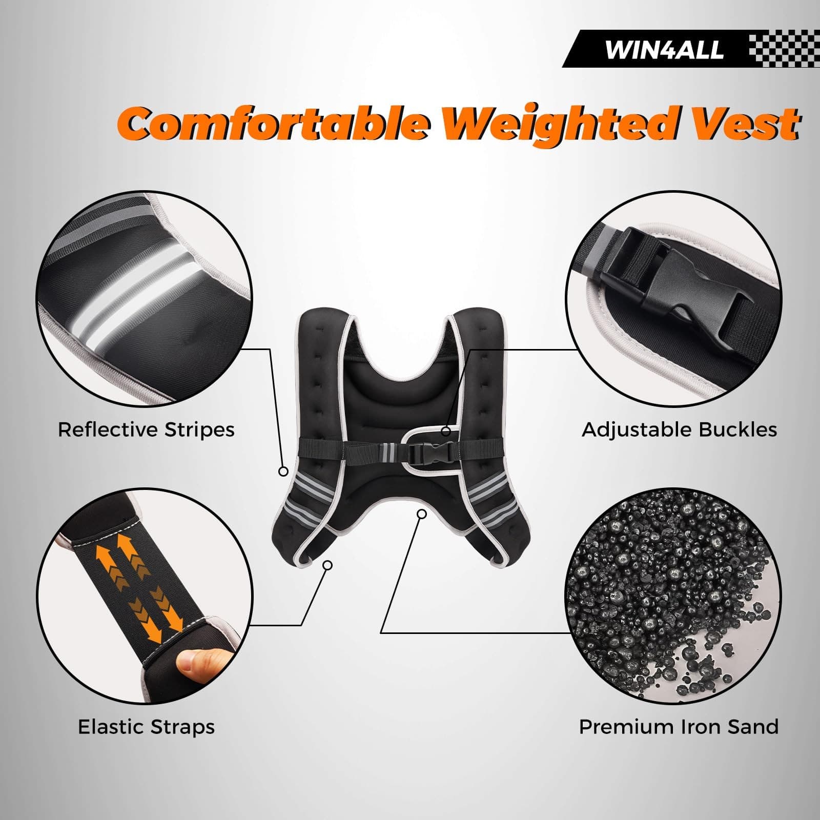 WIN4ALL Weighted Vest Men Women 6lb/8lb/12lb/16lb/20lb Weighted Vest Adjustab... 5