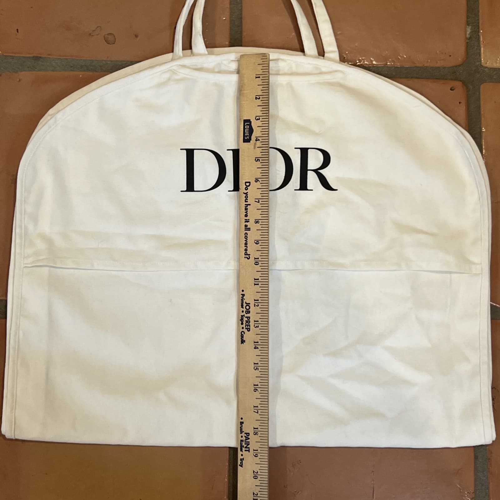 Christian Dior Garment Bag Cover Clothes Coat  White Canvas Unused 23x38 2