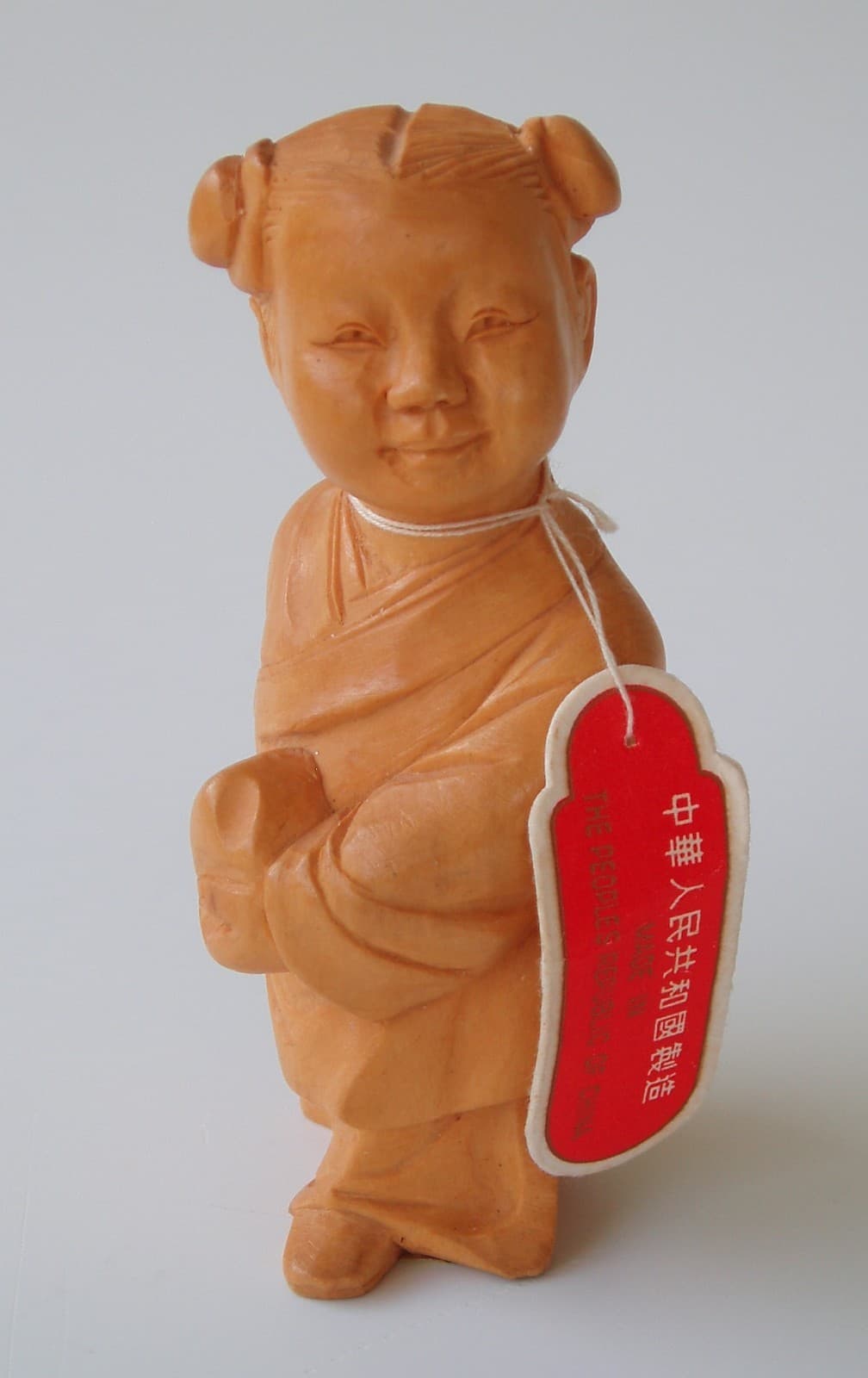Chinese Boxwood Child Figure Carved Cultural Revolution People Republic of China