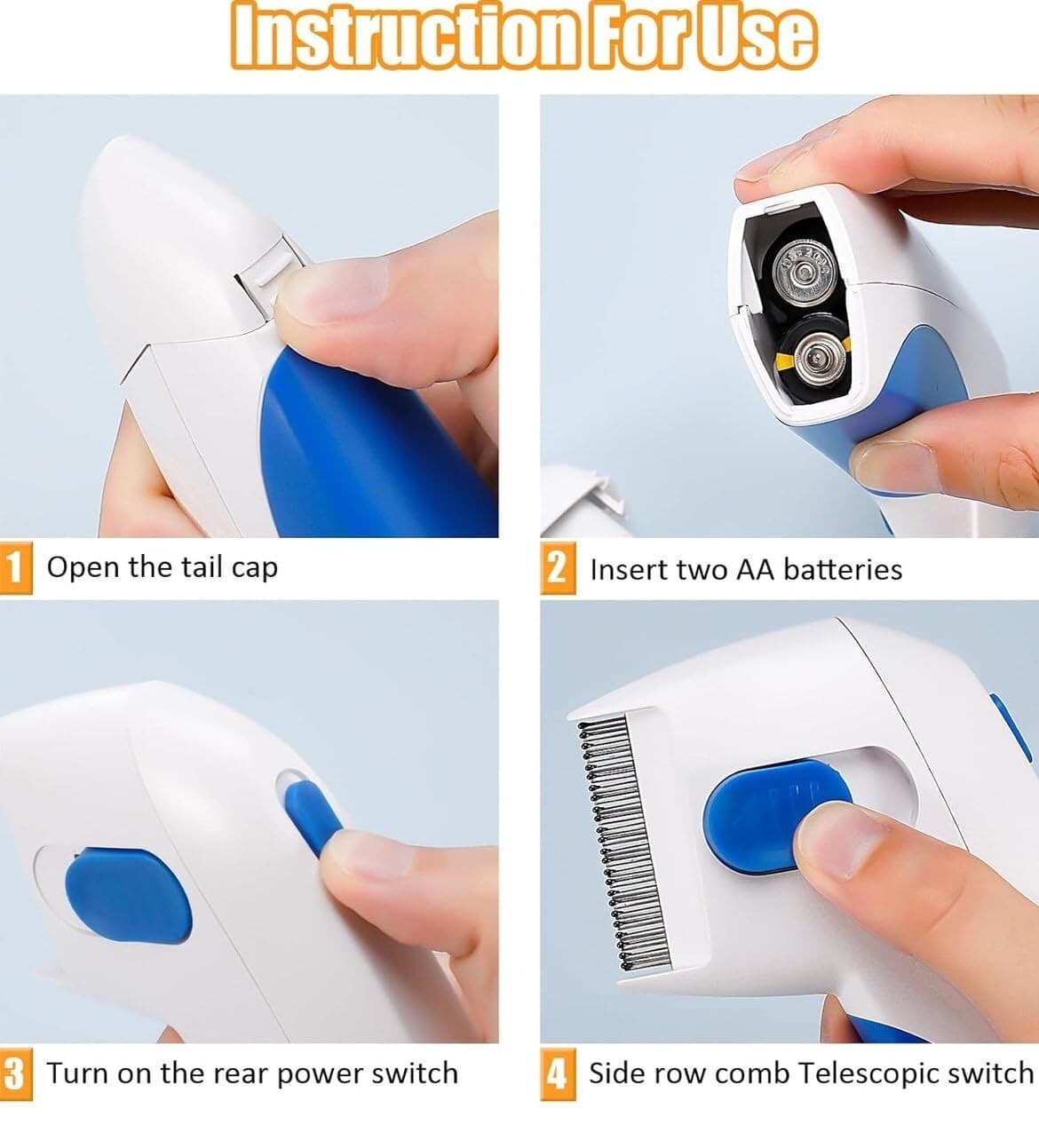 Electric Flea Zapper Lice Remover Hair Comb Brush for Pet Cat Dog Cleaning Tool 2