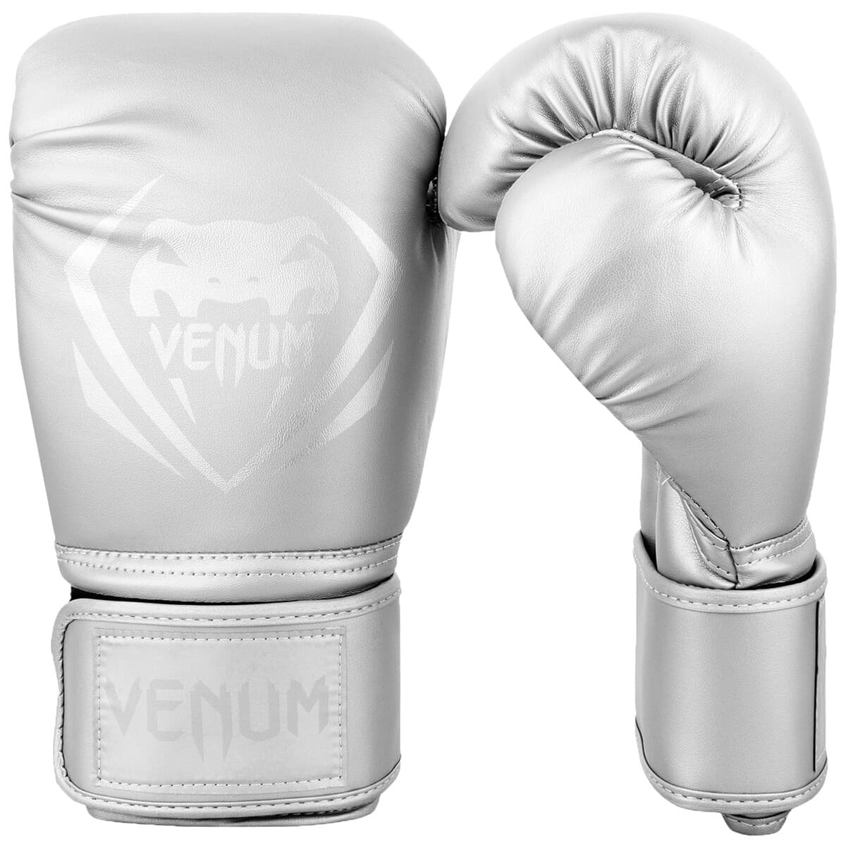 Venum Contender Hook and Loop Training Boxing Gloves - Silver/Silver 2