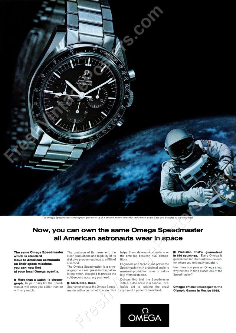 1960s Omega Speedmaster NASA astronaut moon watch color photo NEW POSTER 18x24