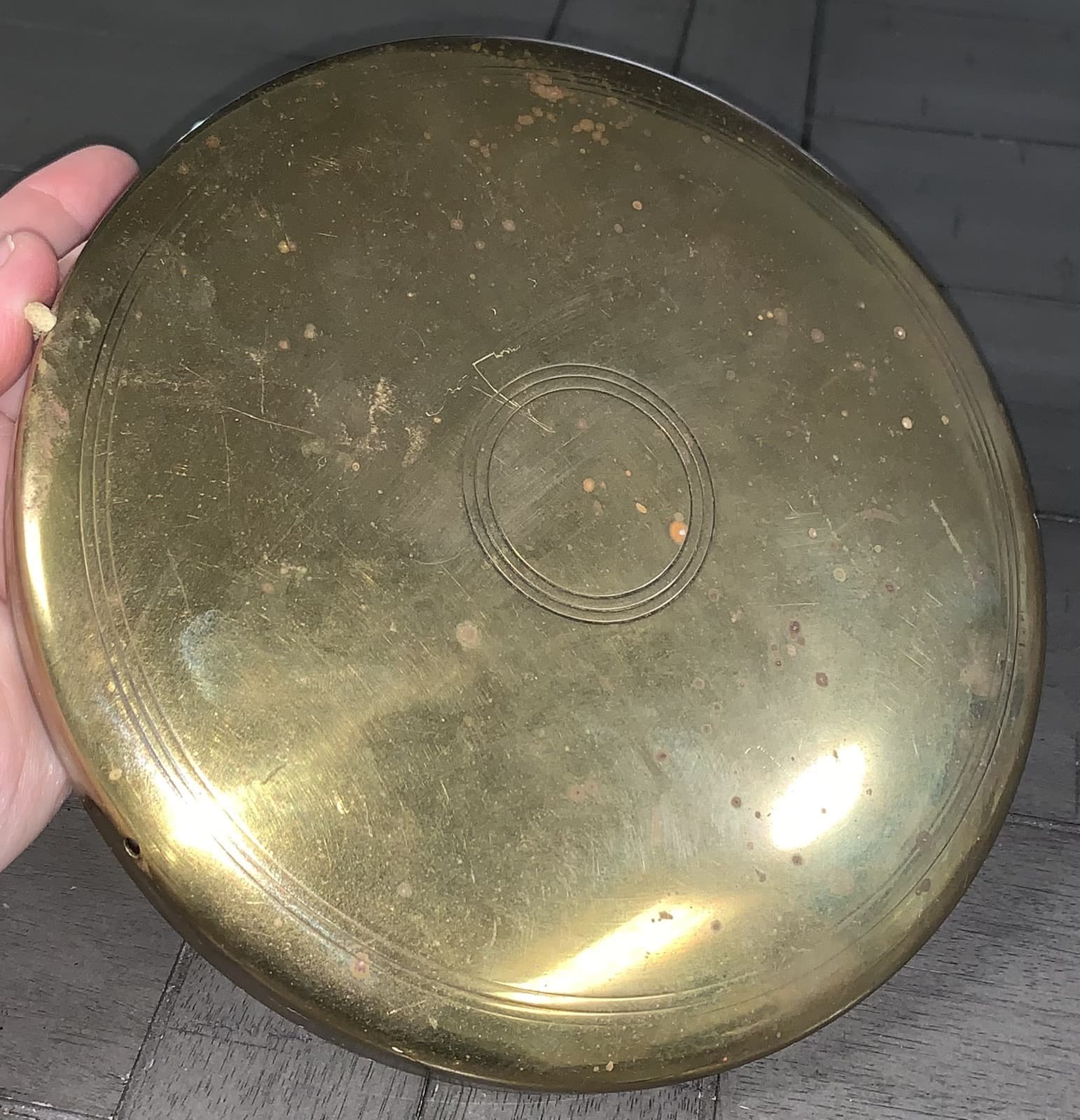 L0 VTG 7” TRADITIONAL BRASS METAL ROUND PLATE SHIP GONG BELL TIBETAN NAGAHA 4