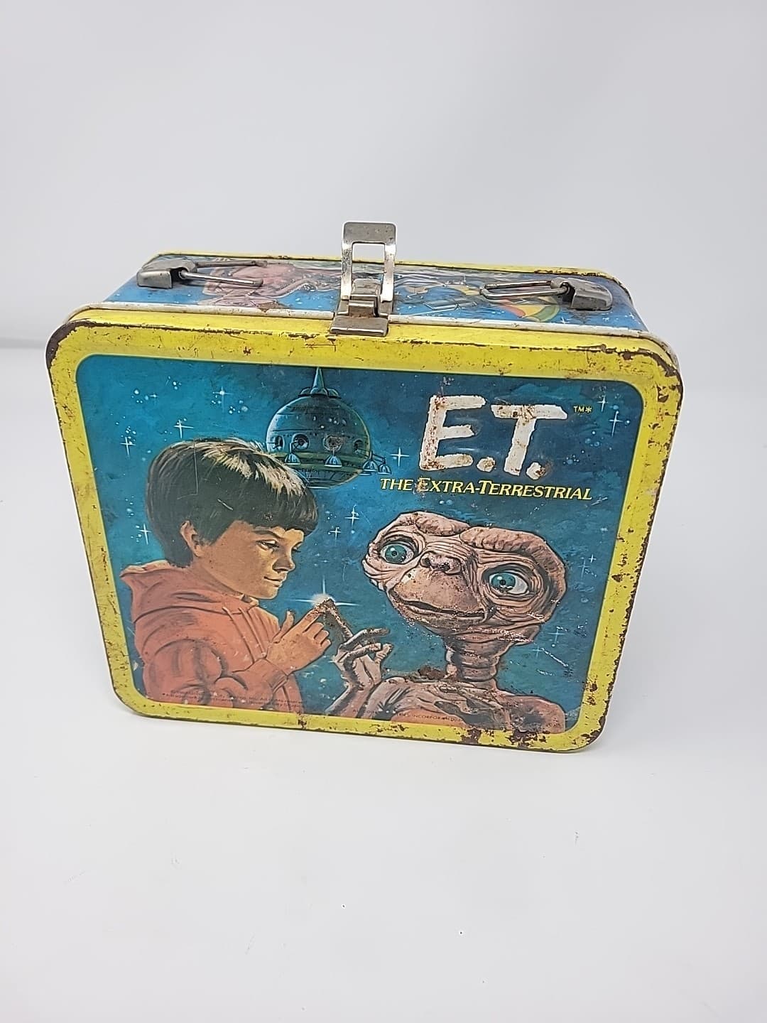 Vintage E.T. Lunch Box Metal 1982 Aladdin No Thermos Movie Extra Terrestrial