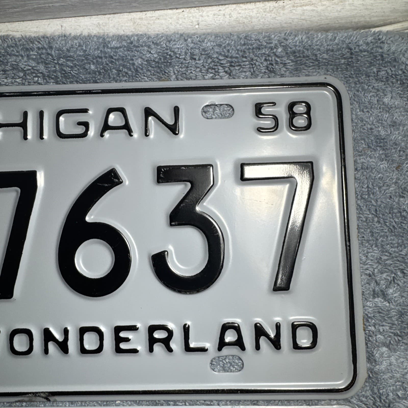 1958 Michigan License Plate Pair SK-7637 Water Wonderland 3