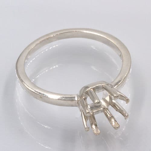 Sterling  (5mm - 12mm) Square 8-Prong Ring Mounting (Ring Size 4-11) 6