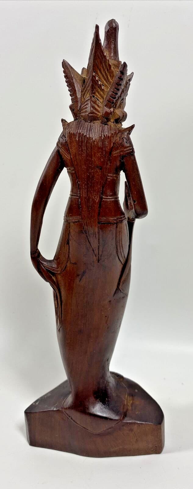 Vintage Bali Dewi Ratih Goddess of the Moon Wooden Hand Carved Figure 8.5" 5