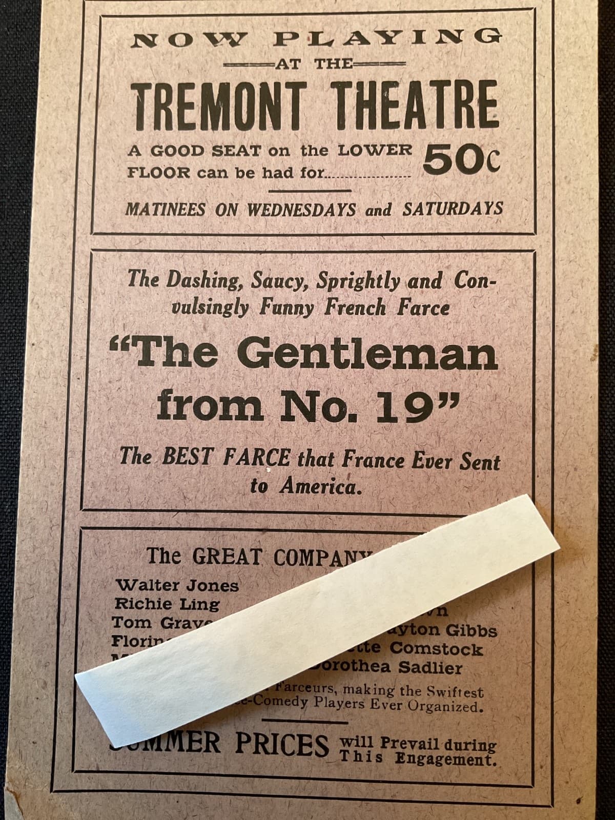 112 YRS OLD AUNTHENTIC STAGE PLAY PROGRAM TREMONT THEATRE BOSTON MASS 1913 6