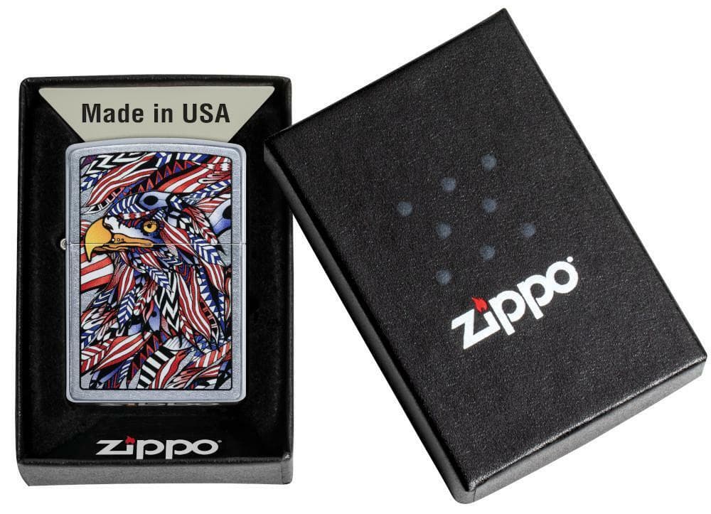 Zippo Windproof American Bald Eagle Lighter, Flag Design, 49251, New In Box 3