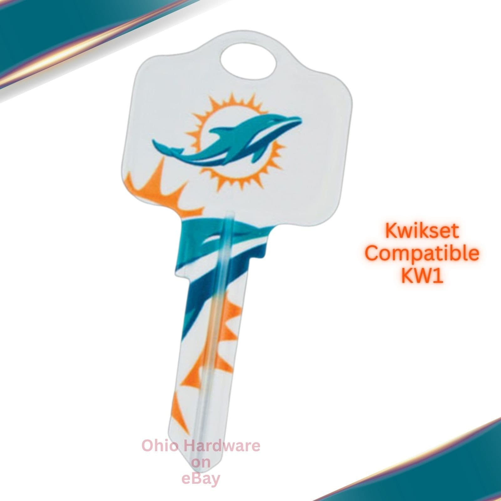 🏈 Miami Dolphins House Key – KW1 Blank – NFL Licensed KW1/SC1 Key Blank – Uncut