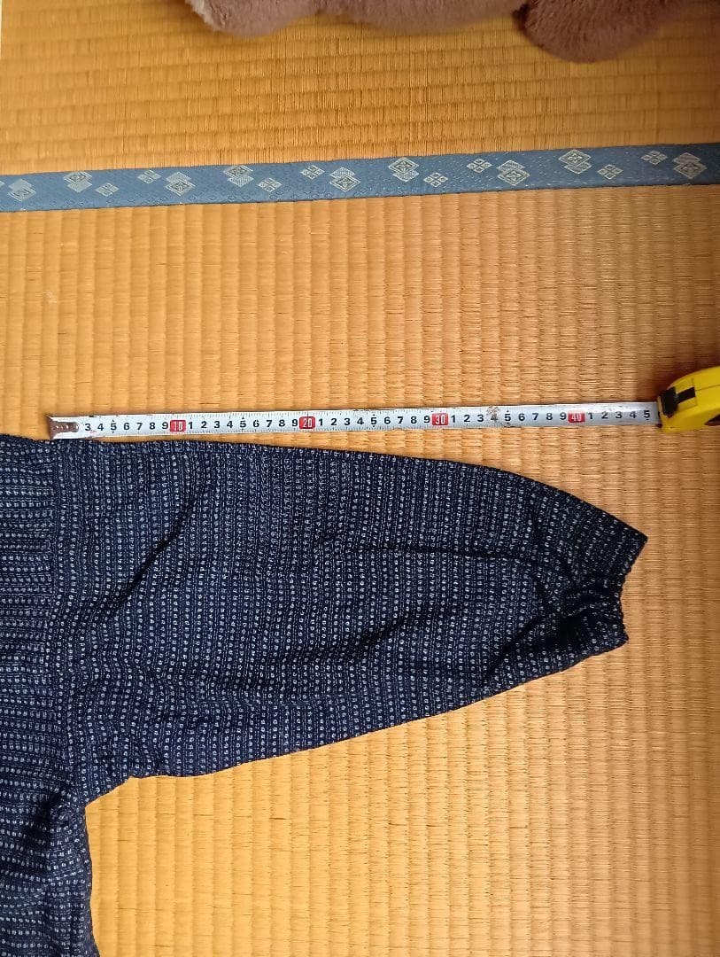 Vintage Japanese Kimono Cotton Navy White Dot Traditional Style Used 2