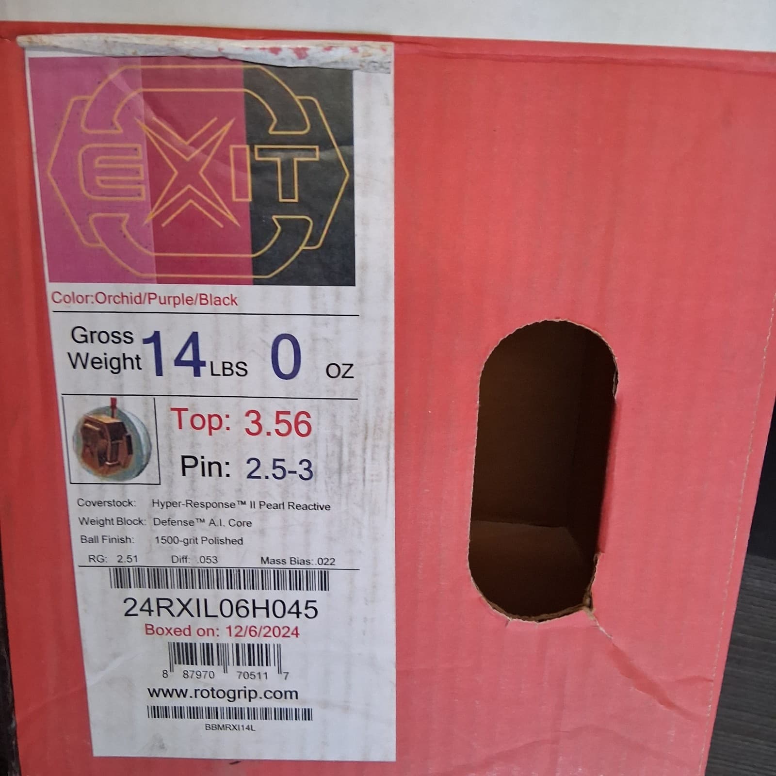 Roto Grip Exit bowling  ball 14 LB. 1ST QUALITY  NEW  IN BOX!     #045 2