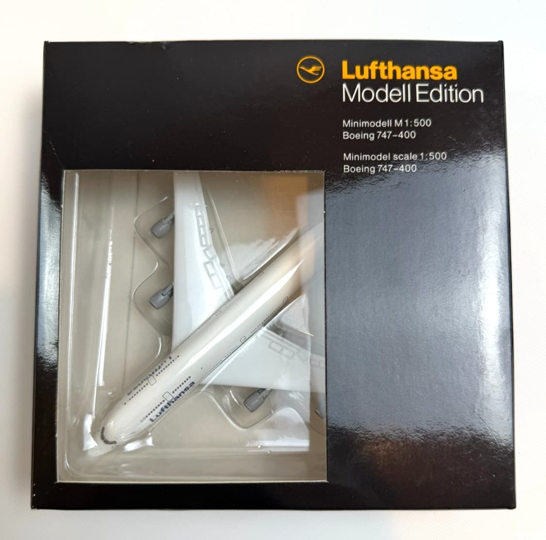 Lufthansa Modell Edition 1:500 Diecast Boeing 747-400 Airplane Window Boxed VG