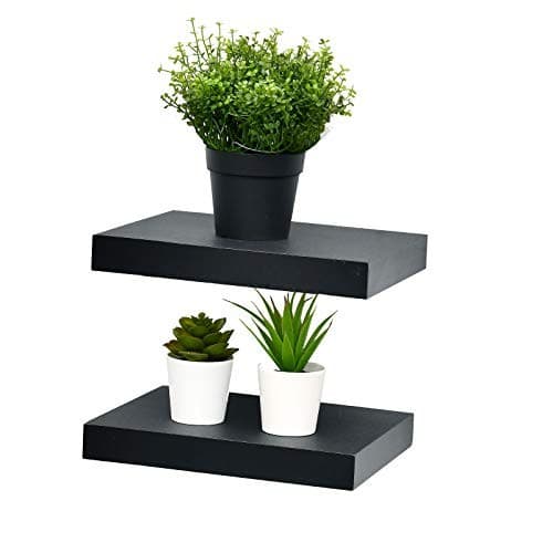  Set of 2 Floating Shelves Wall Mounted Shelf, for Home Decor 10 inch Black 2