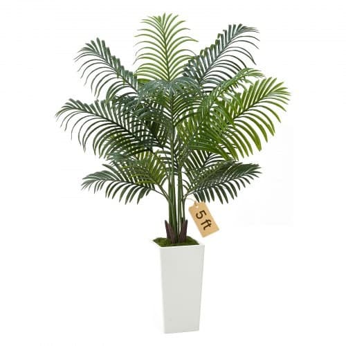 VEVOR Artificial Areca Palm Tree 5 ft,Fake Palm Tropical Plants with White Tall