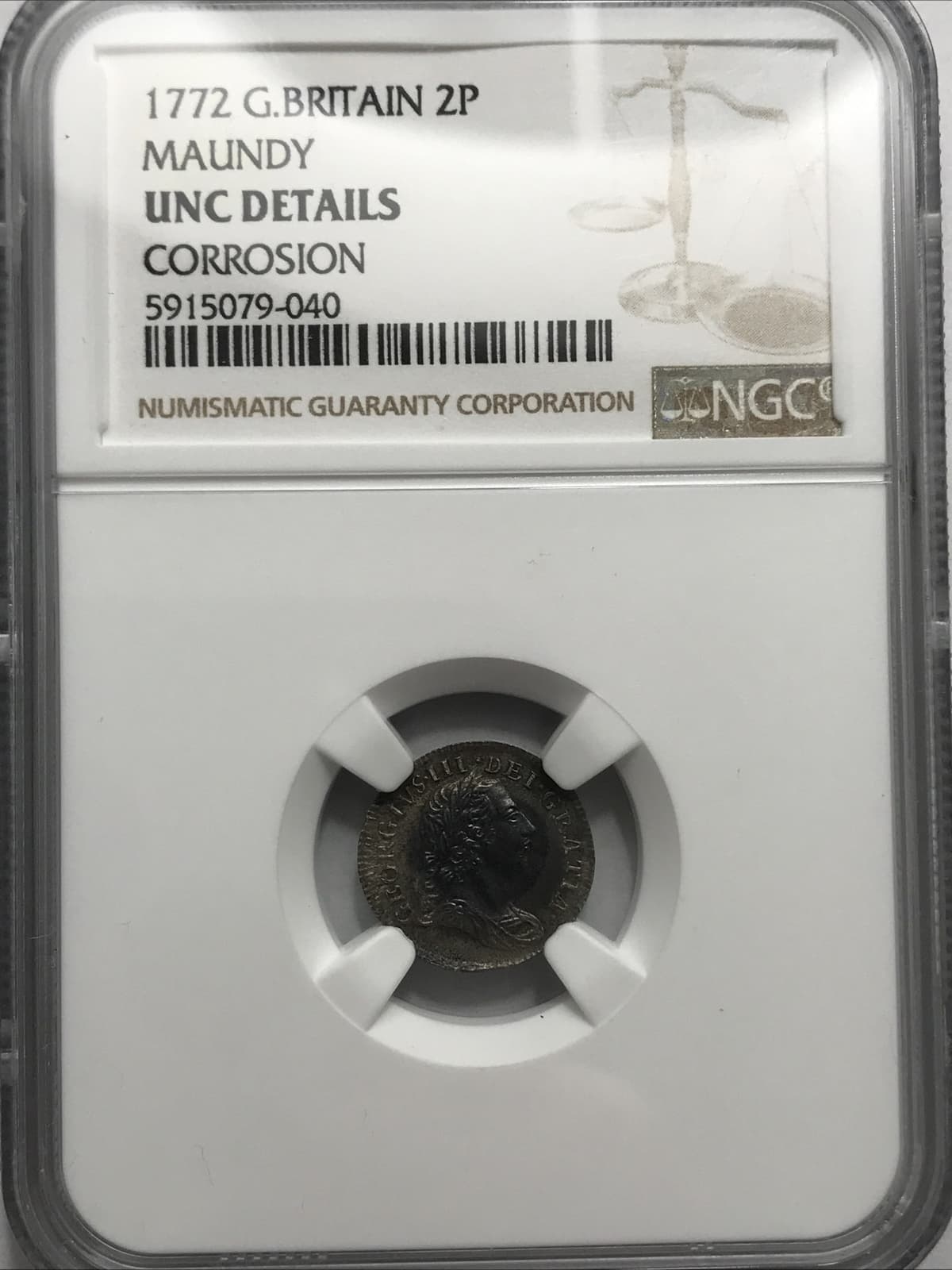 1772 Great Britain Silver 2P Two Pence Maundy 2P Coin NGC UNC 3