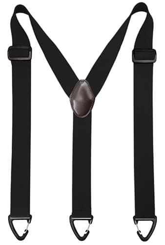 1.5 In Y Belt Loop Suspenders for Unisex Under Clothing with 3 Hooks. Black 2