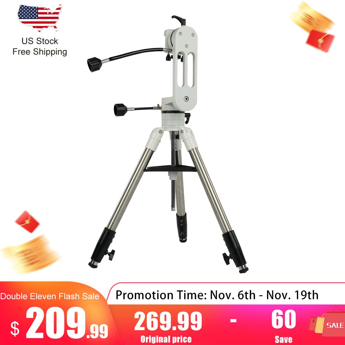 SVBONY SV225 Alt-Azimuth AZ Telescope Mount + Aluminum Tripod Sturdy Extendable