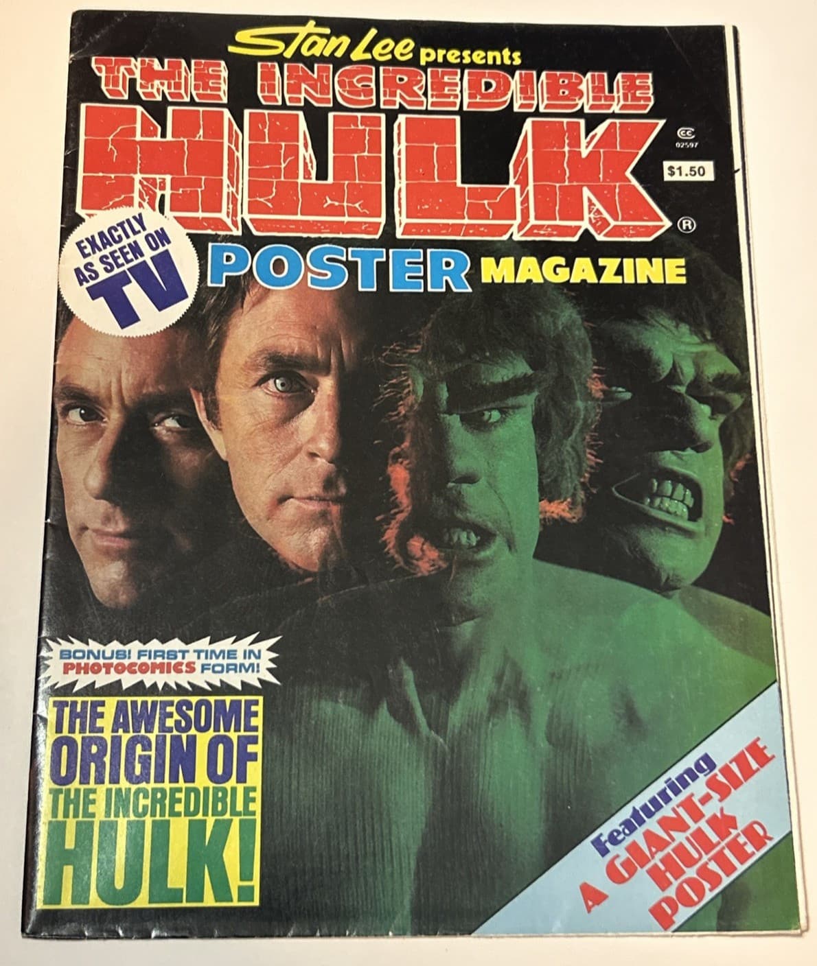 Stan Lee Presents Incredible Hulk Poster Magazine 1978 Marvel TV Fold-Out