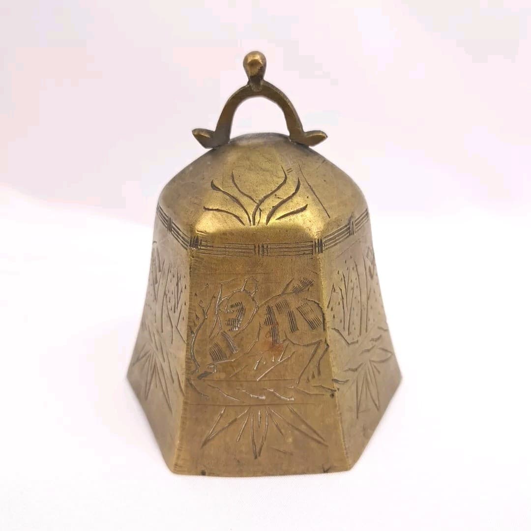Antique Tibetan Bell Chinese Buddhism Temple Brass Faceted Meditation Prayer 2
