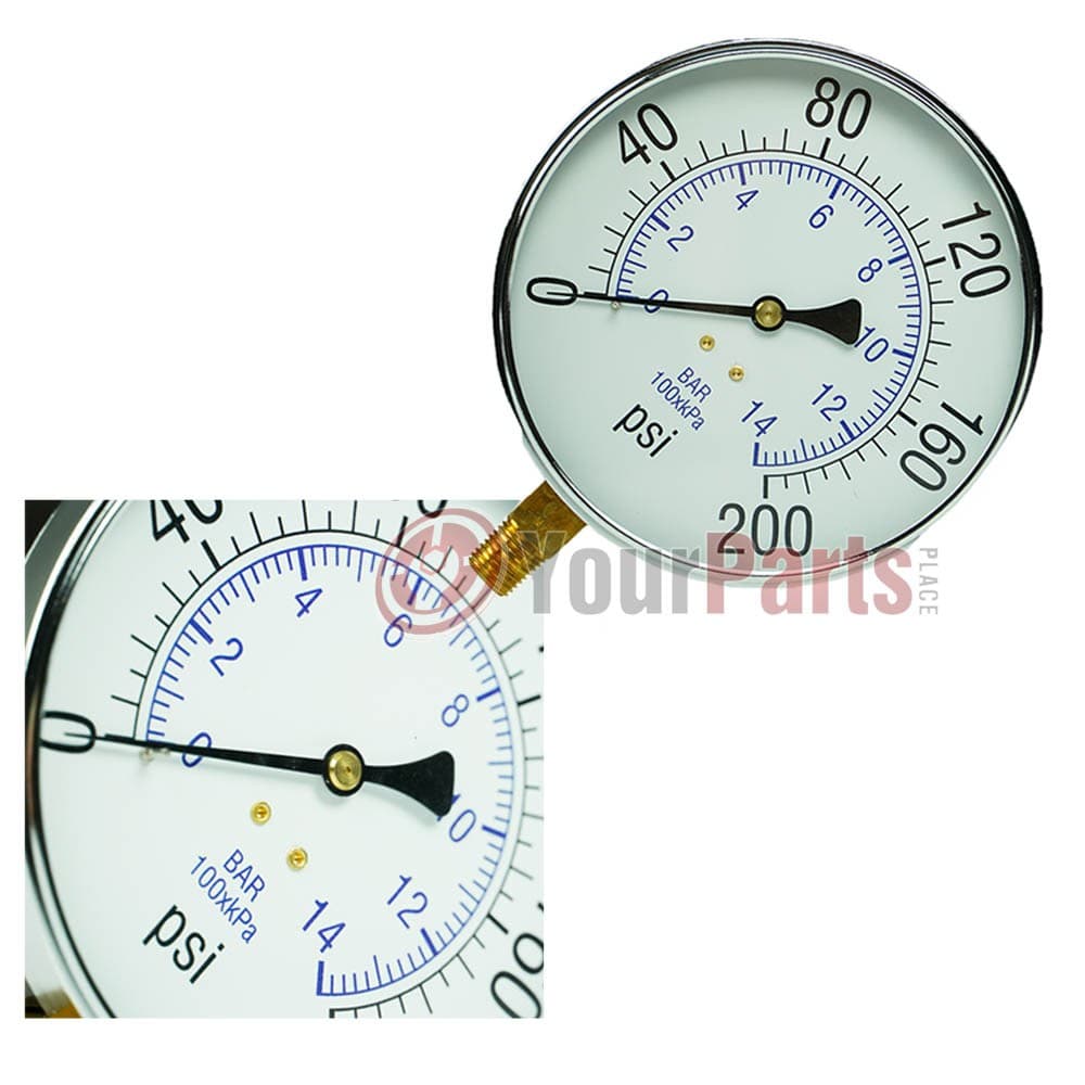 Large 4.5" 200 PSI Air Compressor Tank Pressure Gauge 1/4" Male NPT Threads 2
