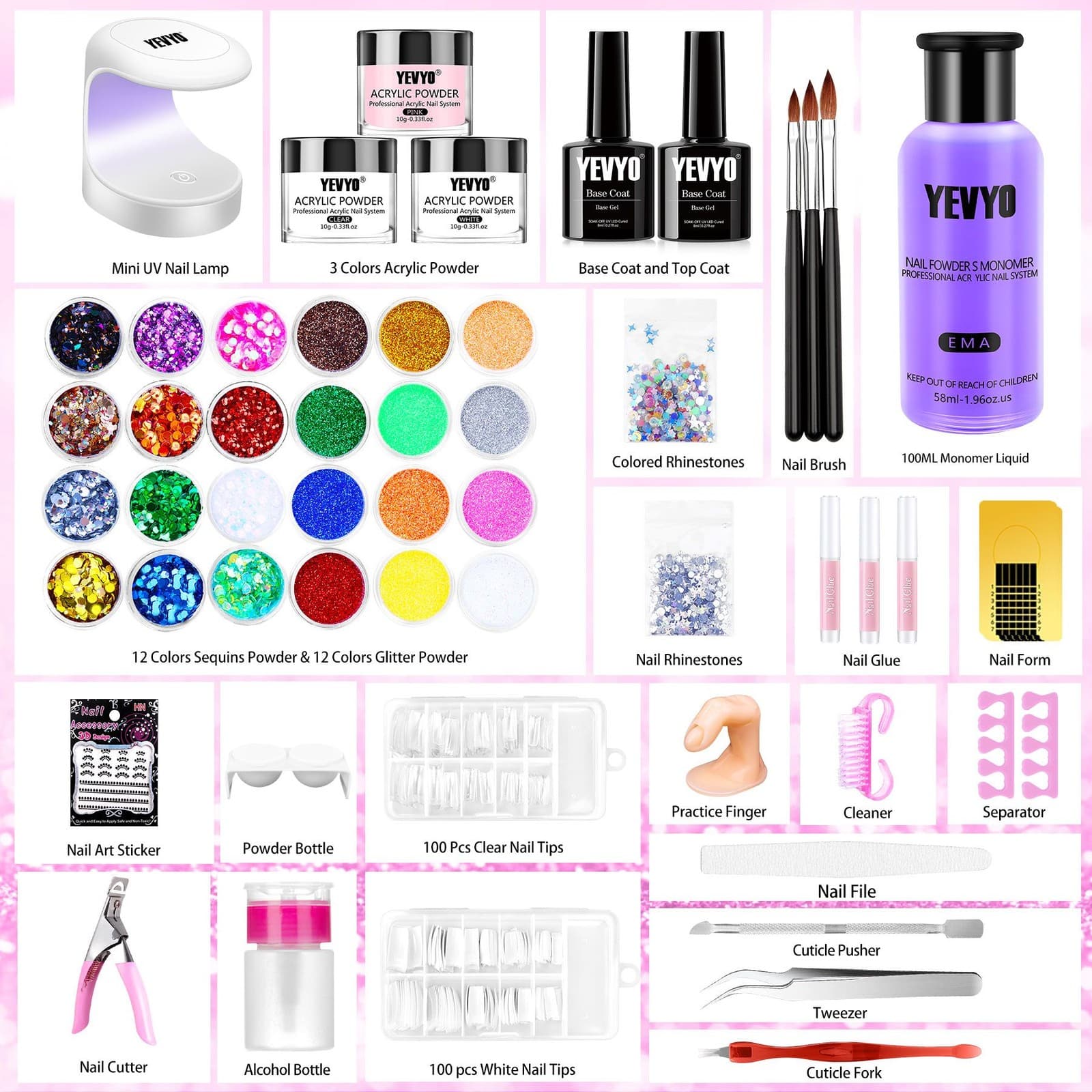 Acrylic Nail Kit With Everything For Beginners, Professional Nail Starter Kit ,  2