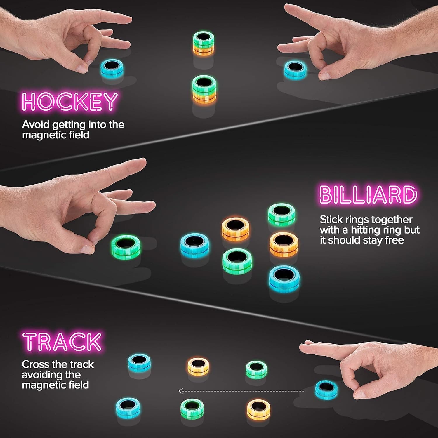 Magnetic Fidget Rings for Adults and Kids – Glow-in-The-Dark ADHD Fidget...  6