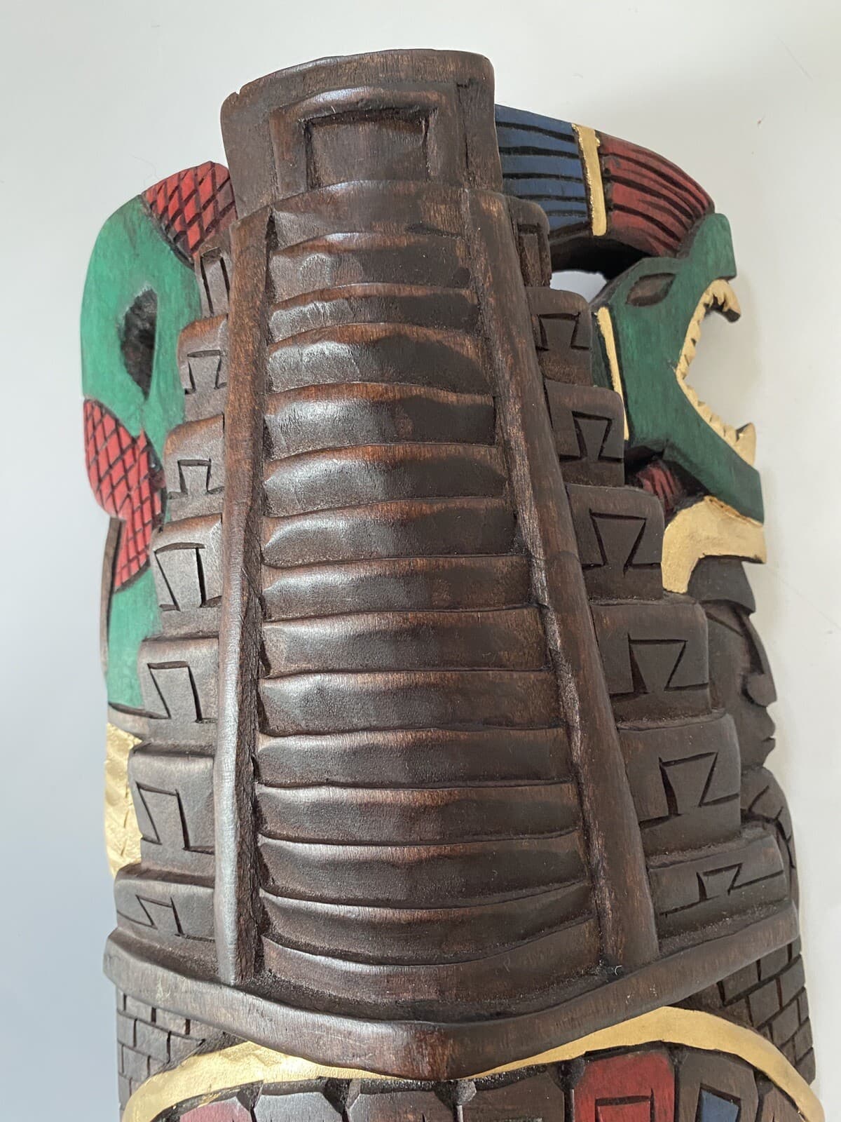 Aztec Mask Carved Wood Wall Art Mayan Decor 13.5" Ethnic Mexican Home Decor VTG 5