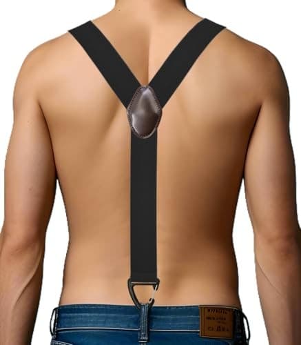 1.5 In Y Belt Loop Suspenders for Unisex Under Clothing with 3 Hooks. Black 6