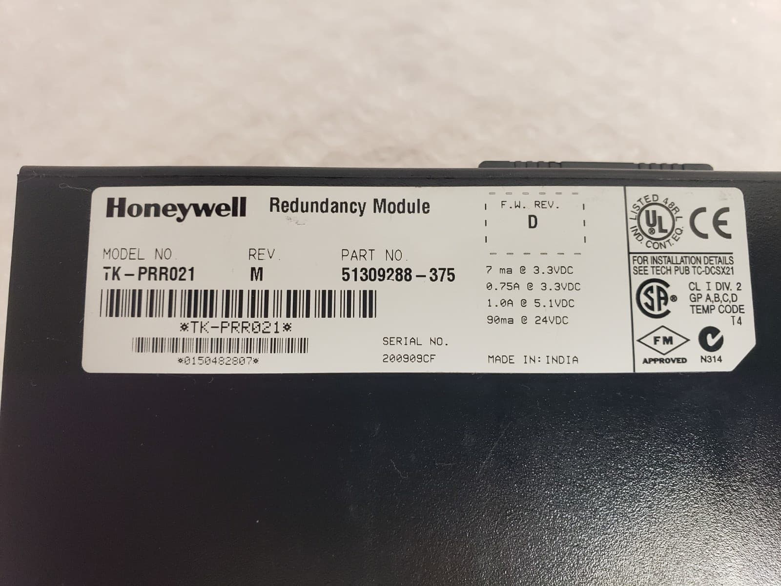 Honeywell TK-PRR021  51309288-375 REV M Redundancy Module  E-6 5