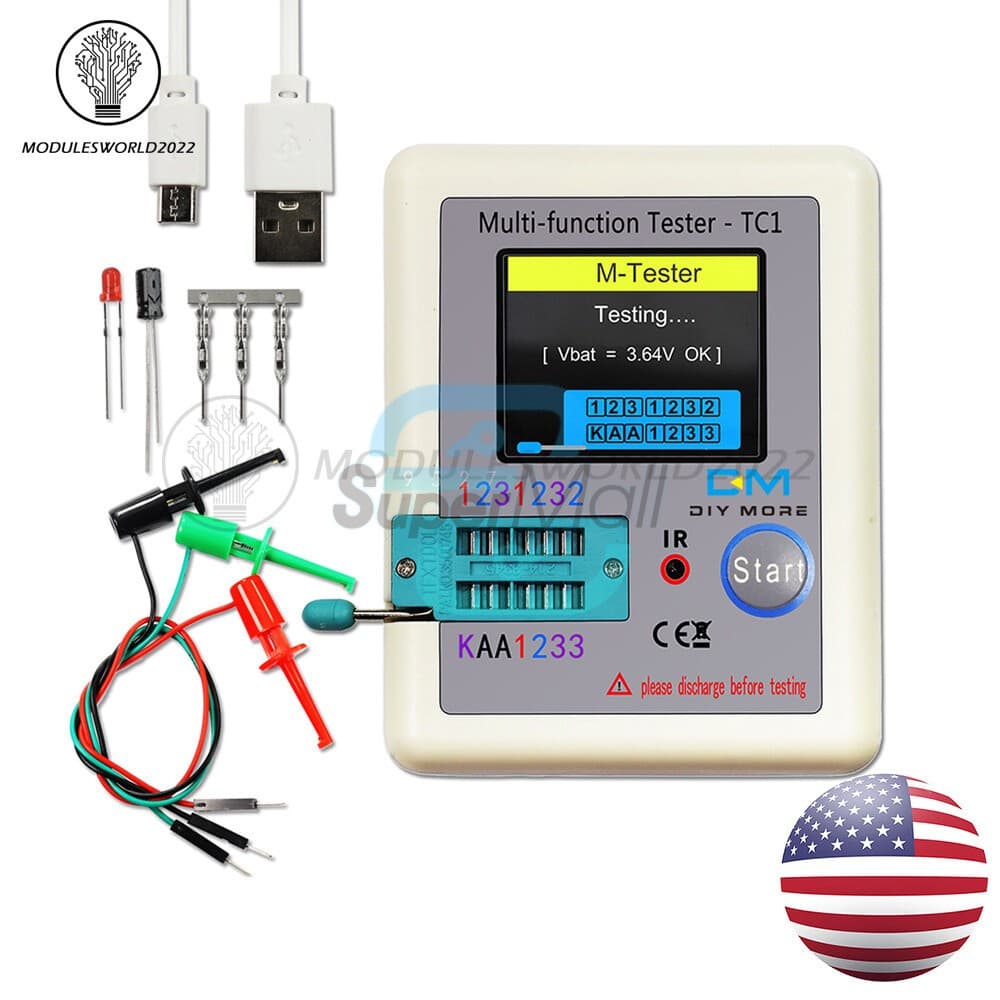 LCR-TC1 Transistor Tester Diode/Triode Capacitance Meter LCR ESR NPN MOSFET US