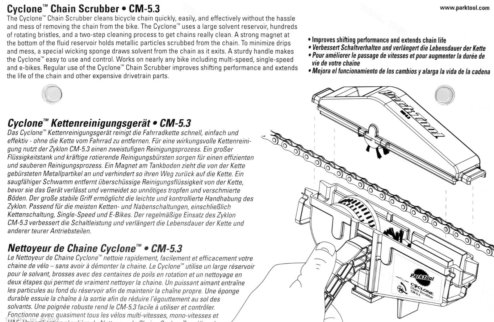 Park Tool CM-5.3 Cyclone Chain Scrubber Cleaner Machine for Road MTB eBike Bike 3