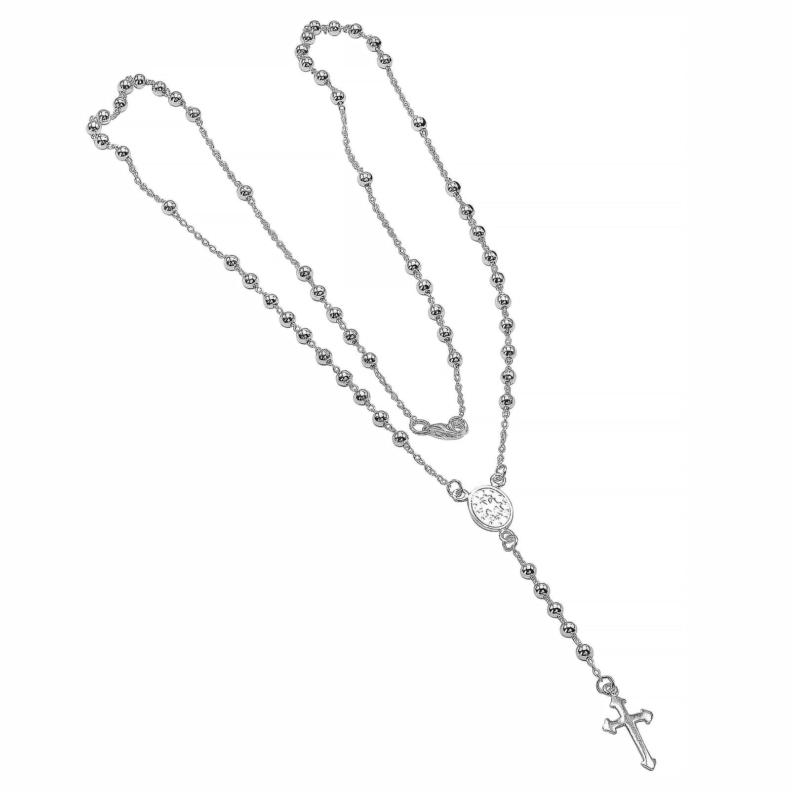 925 Solid Pure Sterling Silver Rosary Cross Virgin Mary Prayer Necklace 19 in 3