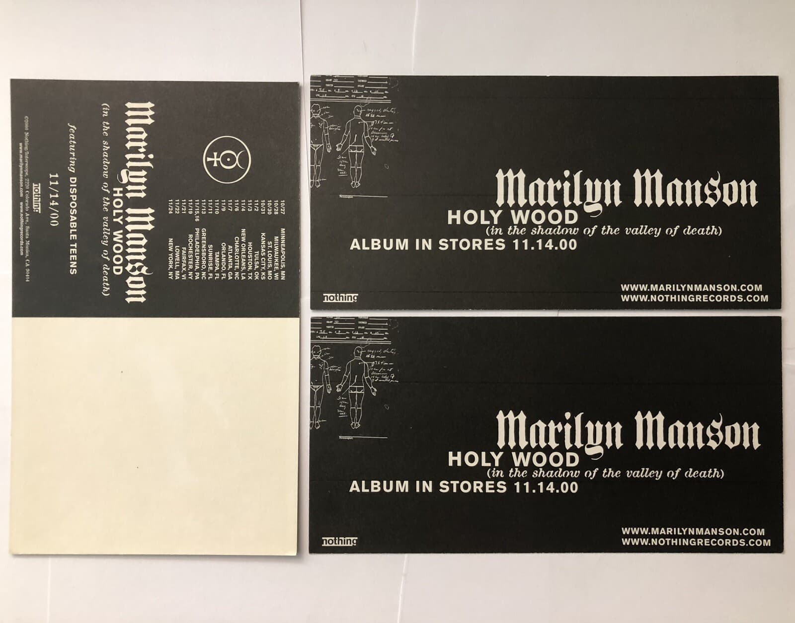 Rare MARILYN MANSON Promo Postcard EMPEROR & Sticker X2 HOLYWOOD Nothing Records 2