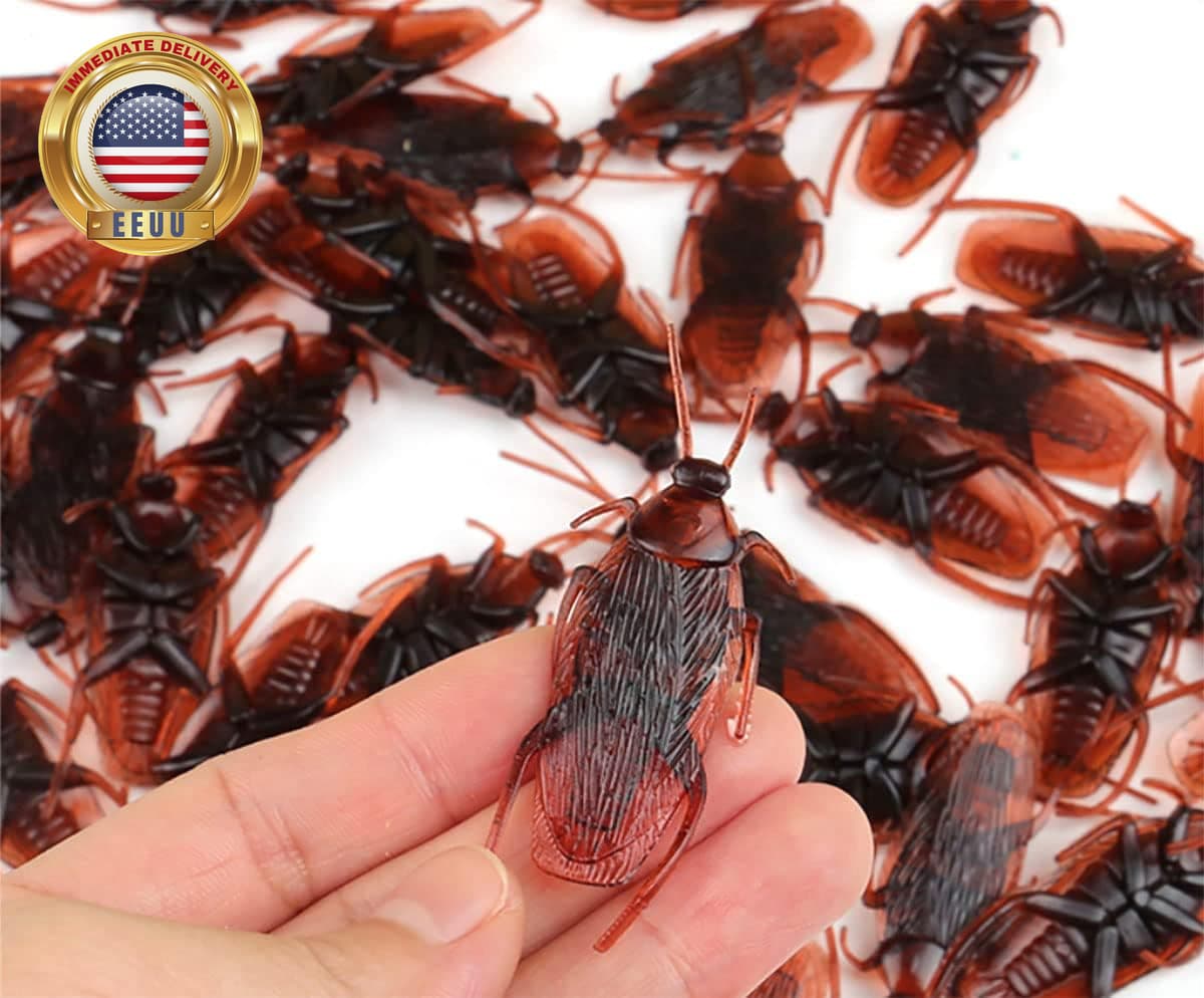 30PCS Prank Fake Cockroach Roach Insects Mock Joke Toys Prank Scary Trick Bugs f