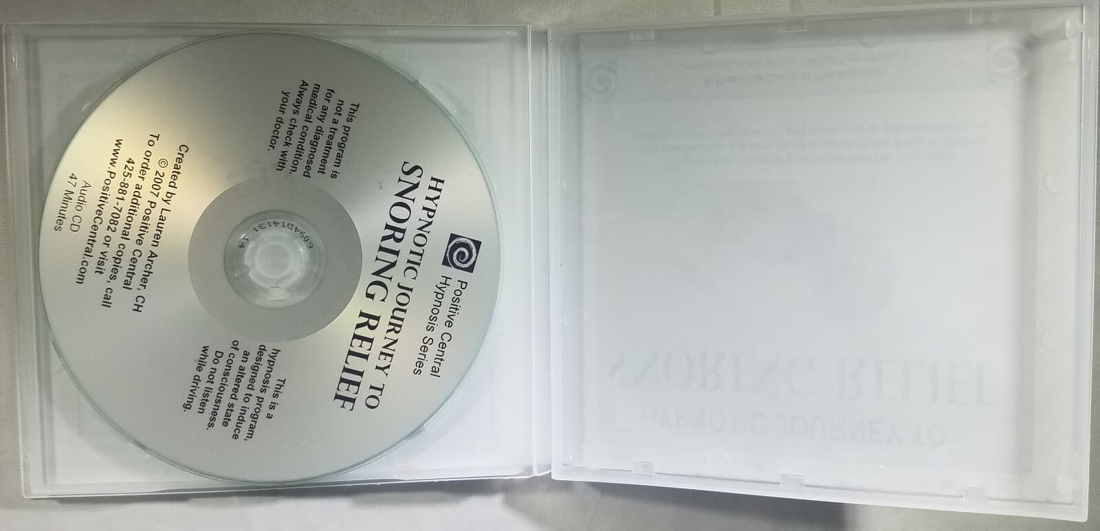 HYPNOTIC JOURNEY TO SNORING RELIEF CD Positive Central Production~Lauren Archer 3