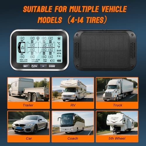 Tire Pressure Monitoring System | 4.5" Solar RV TPMS with Signal 10 Sensors 6
