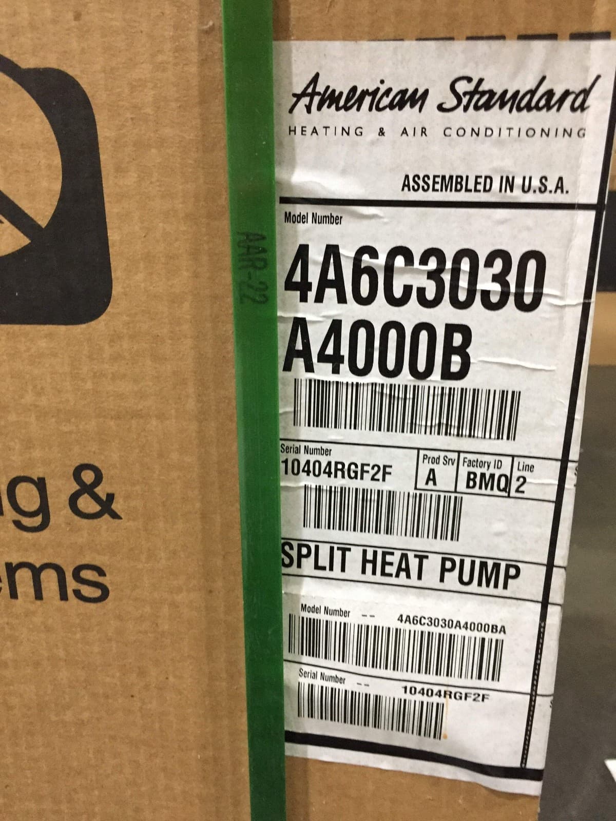 AMERICAN STANDARD 4A6C3030A4000B Commercial 2.5 Ton Split System Heat Pump 3