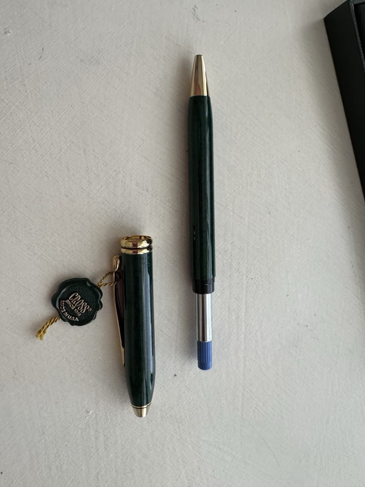 Vintage CROSS Green Marble Ballpoint Pen set #612 BA 6