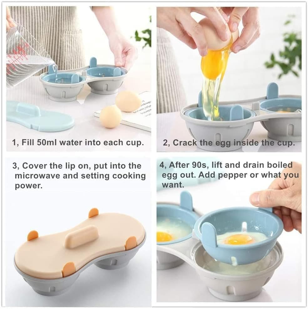 Egg Poacher Microwavable, Egg Steam with Measure Cup Dishwashable, Egg Maker Poa 3