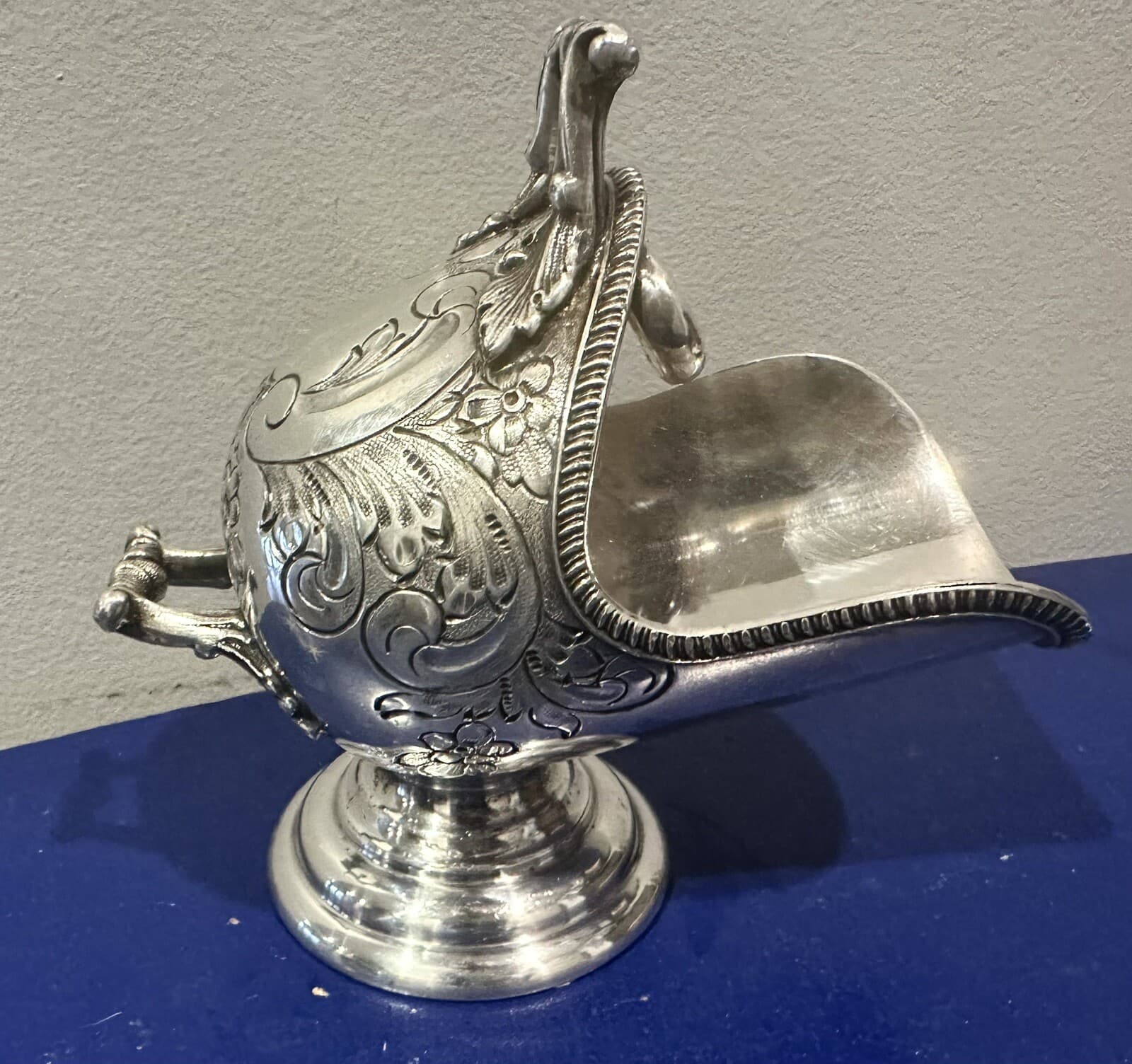 Vintage Sugar Scuttle Dish Silver Plate Floral Made in England EP RM 2